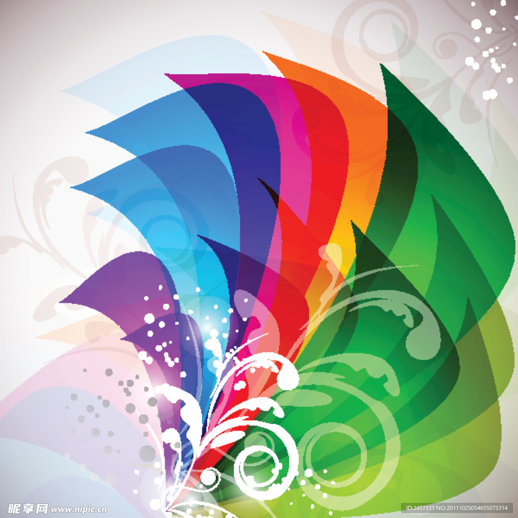 七彩动感风叶梦幻花纹