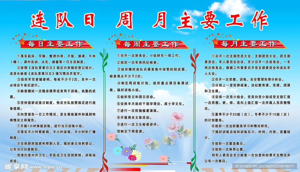 连队 日 周 月主要工作情况