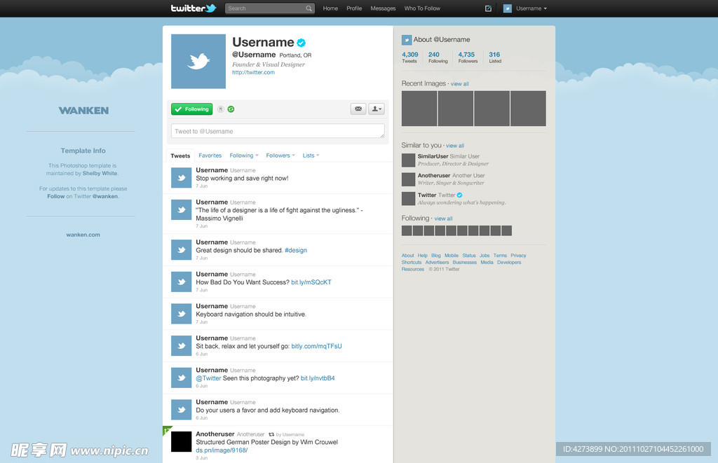 Twitter 网页设计模板源文件