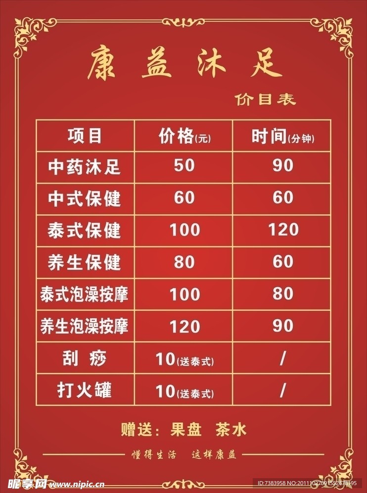 价目表