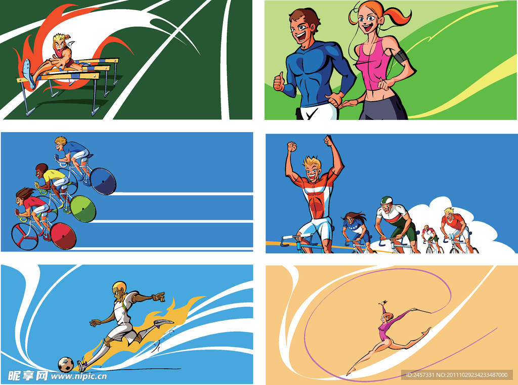 手绘卡通体育运动背景卡片