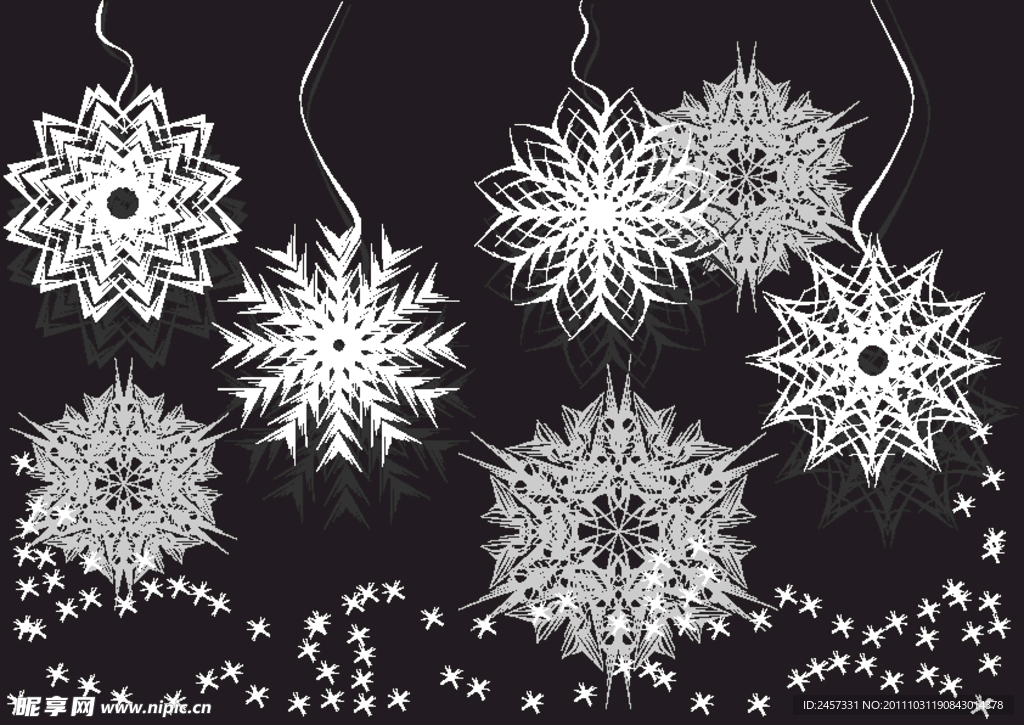 手绘雪花花纹矢量