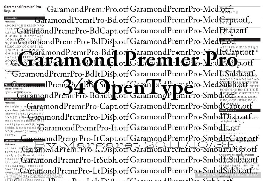 世界最佳英文商业字体之Garamond Premr Pro（34个）