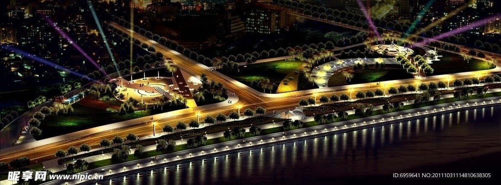 景观夜景效果图