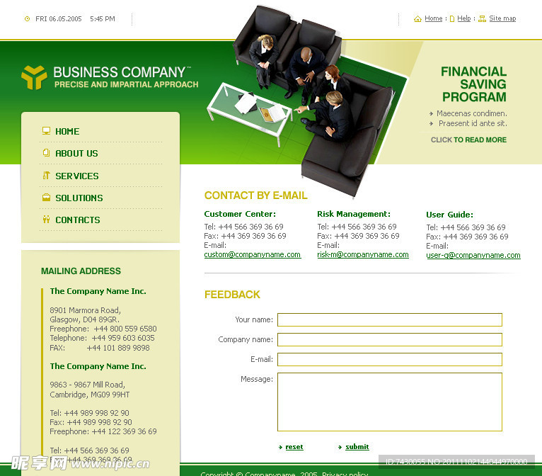 经典绿色欧美网站首页模版