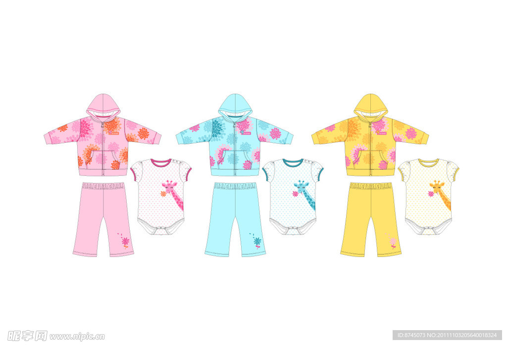 散花与长颈鹿爬服印花