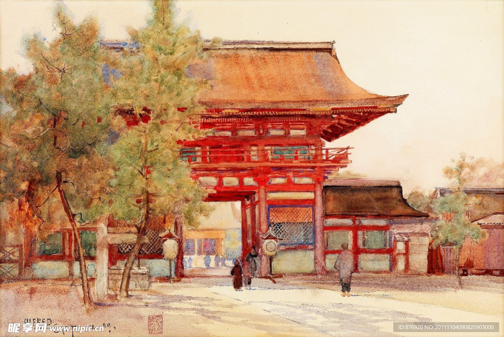 水彩建筑插画