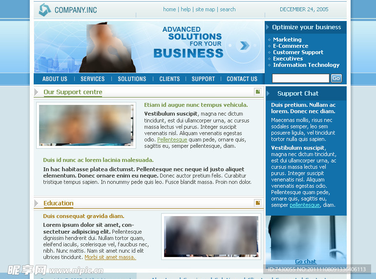 蓝色欧美企业网站模版