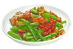 口蘑肉片焖豆角