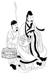 笼鹅图人物