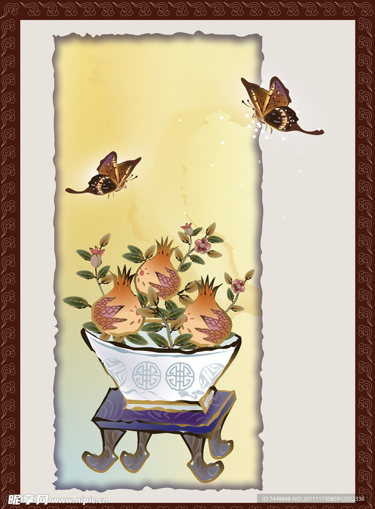 蝶花画 油画