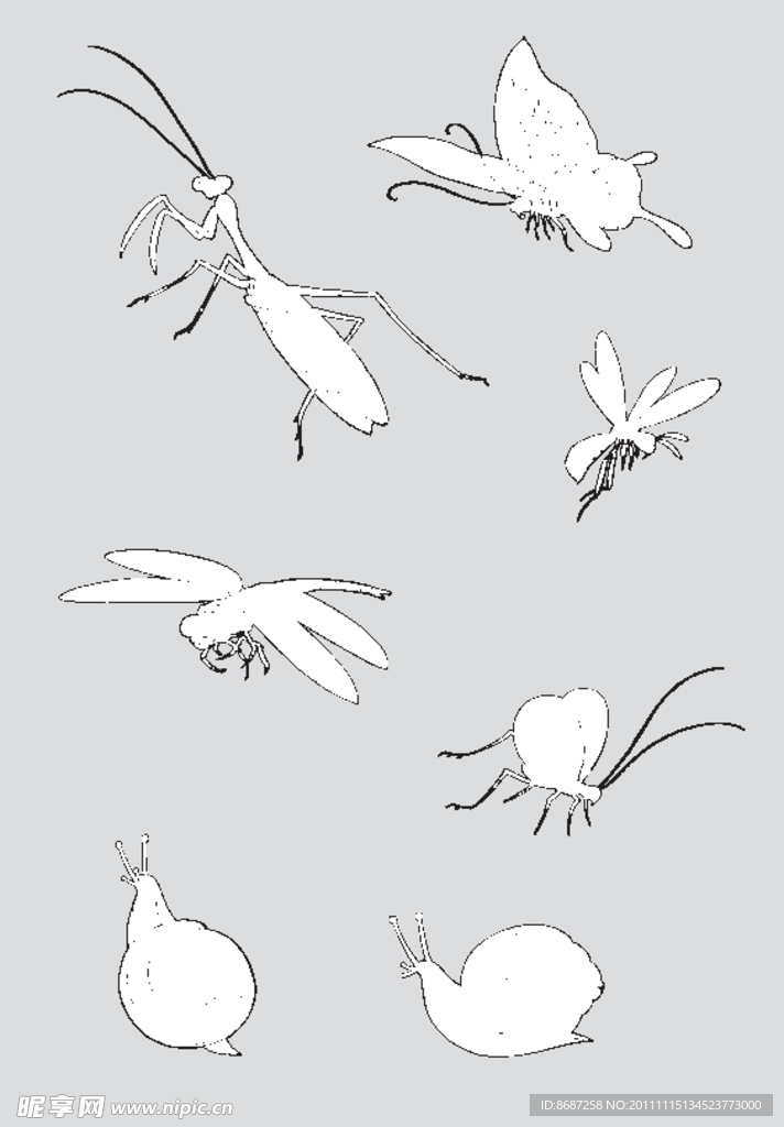 日式昆虫矢量图