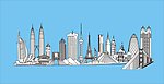 多国地标建筑线条图形