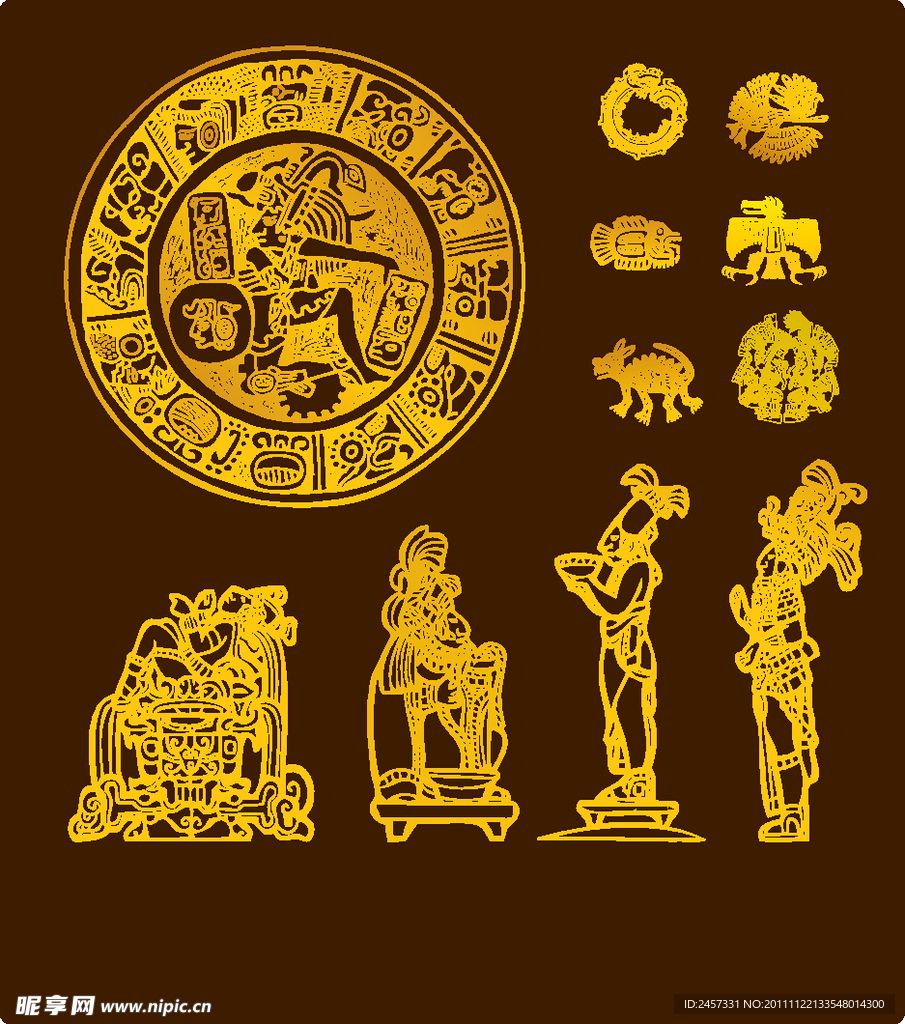 玛雅古代图案矢量