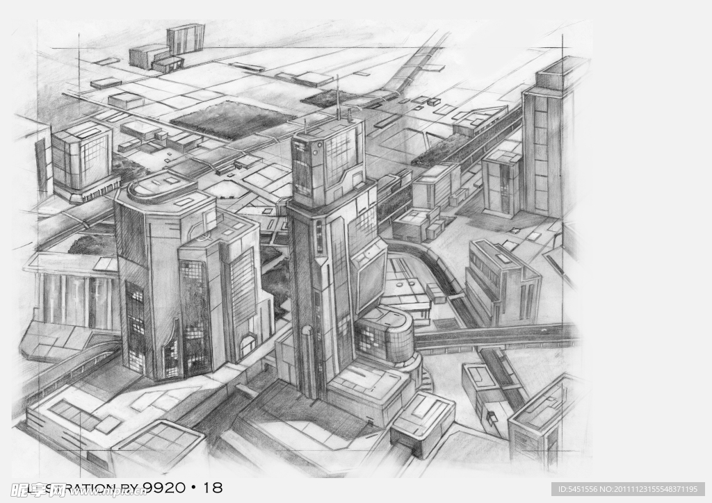 手绘建筑