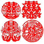 双喜剪纸素材