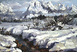 油画雪景