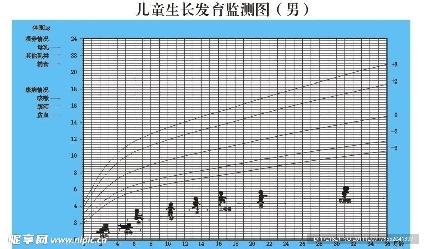 儿童生长发育监测图 男