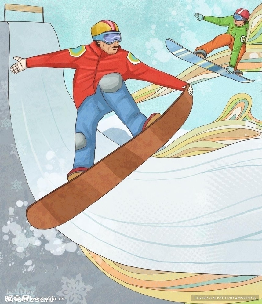 漫画滑雪运动