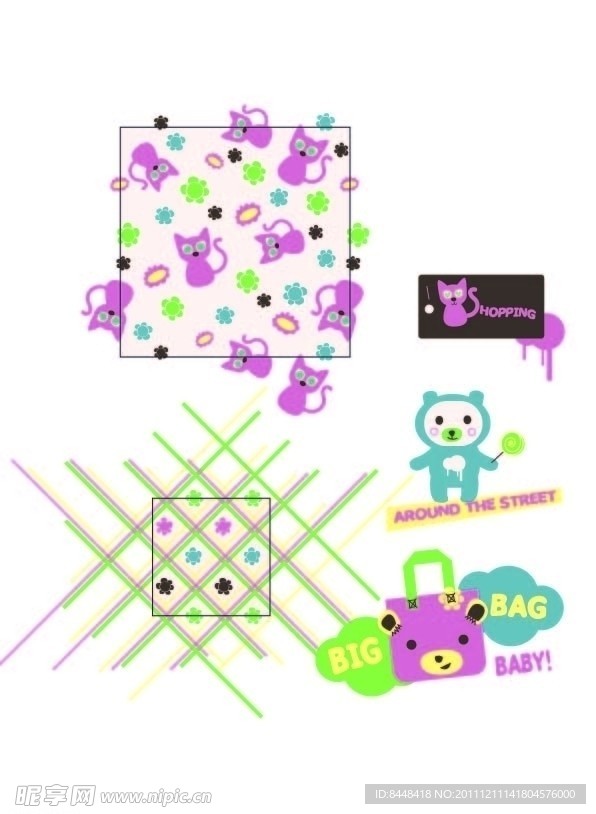 外贸童装印花绣花图案元素