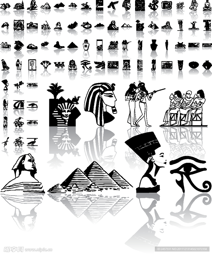 古埃及建筑图案矢量