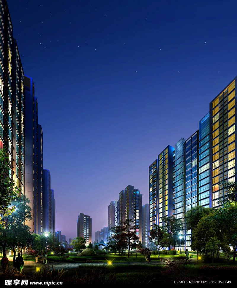 小区夜景