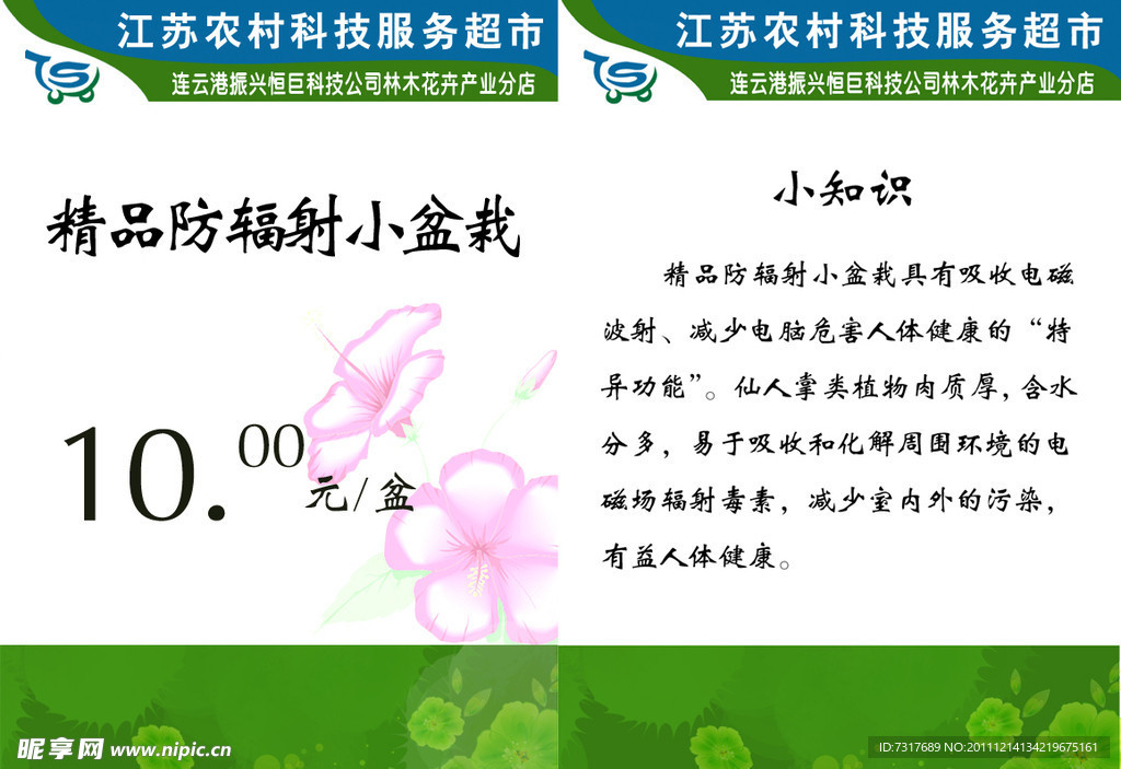花卉价格牌