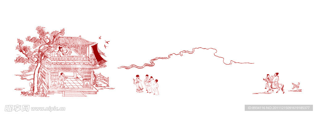 古典人物线条图