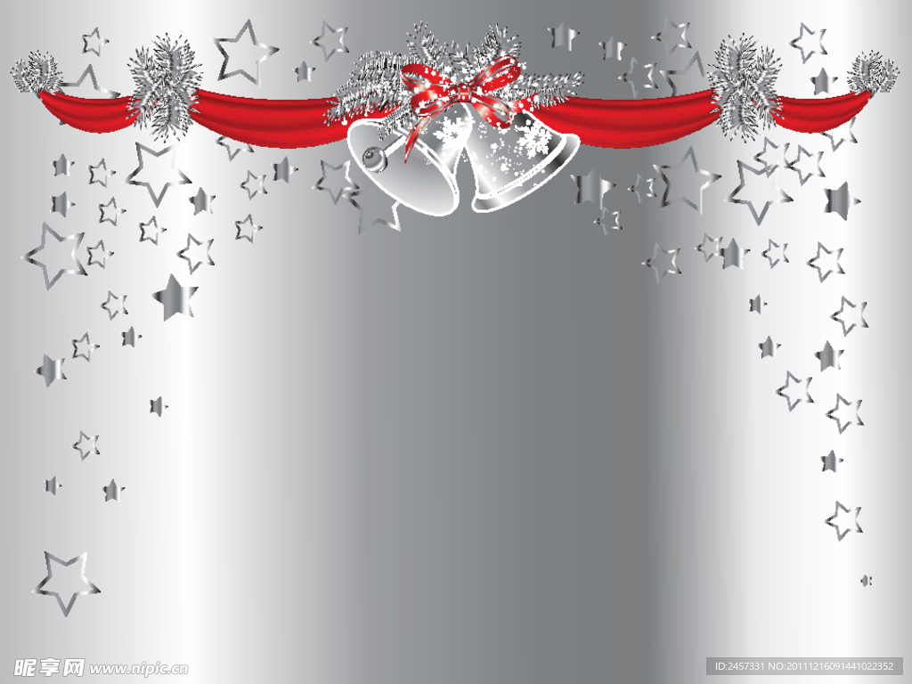 红绸铃铛星星圣诞节背景