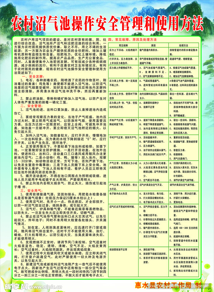 农村沼气池操作安全管理和使用