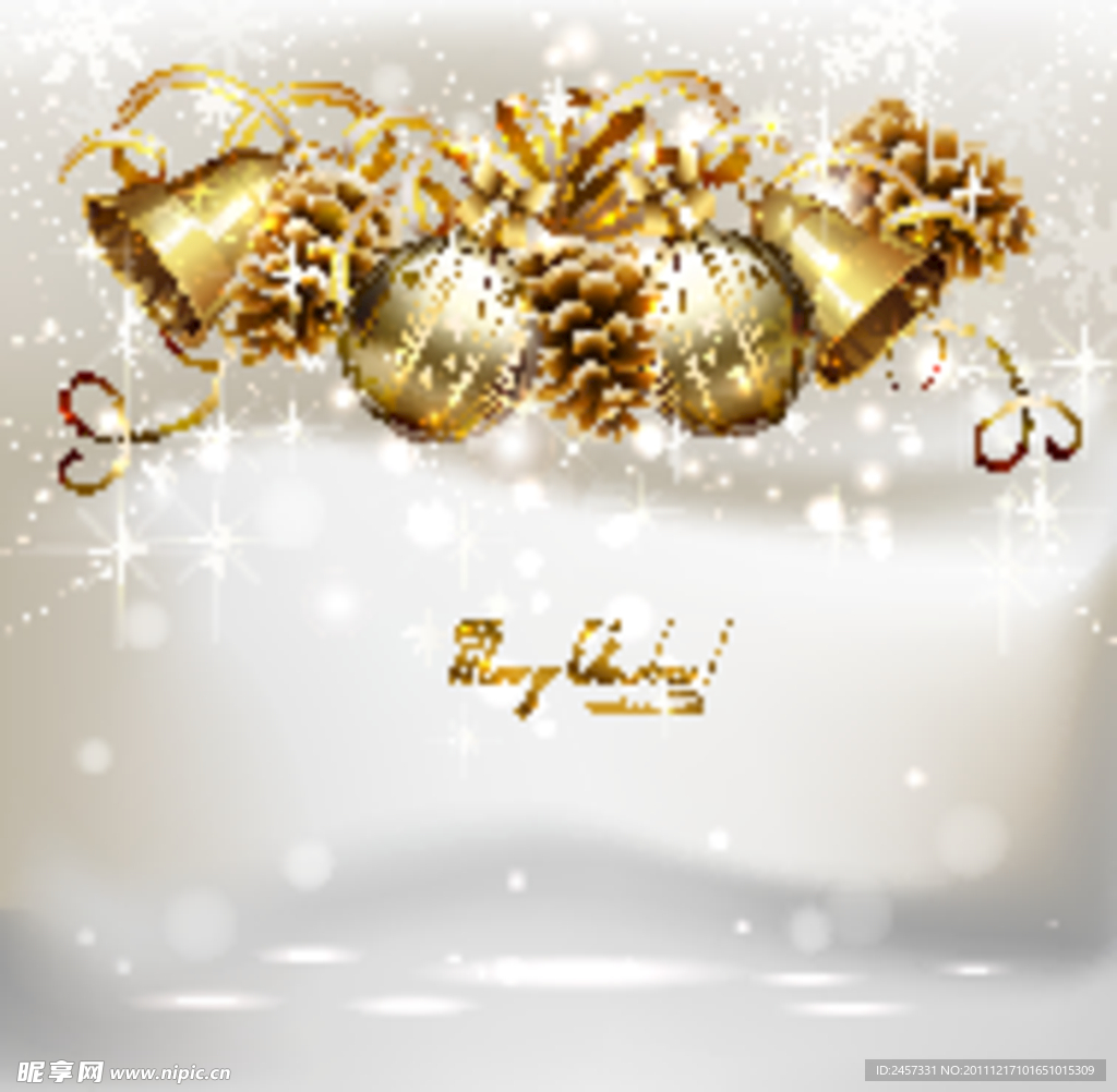 金色圣诞球铃铛圣诞背景
