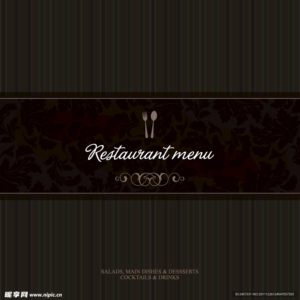 欧式花纹西餐厅菜单设计