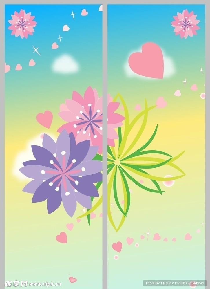 心杂花移门