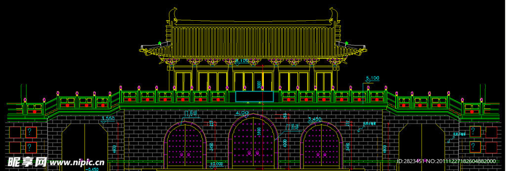仿古山门建筑施工图