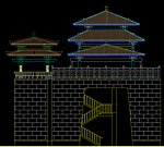 古城门建筑施工图 城门侧立面