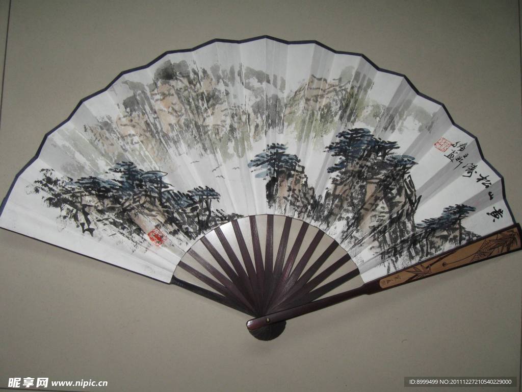 山水画扇面