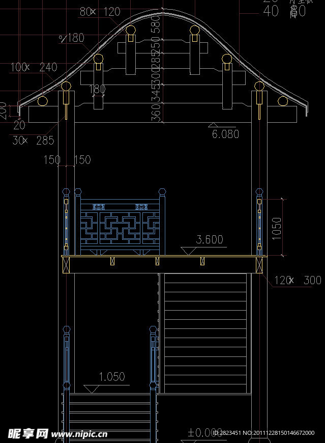 古建楼梯剖面图