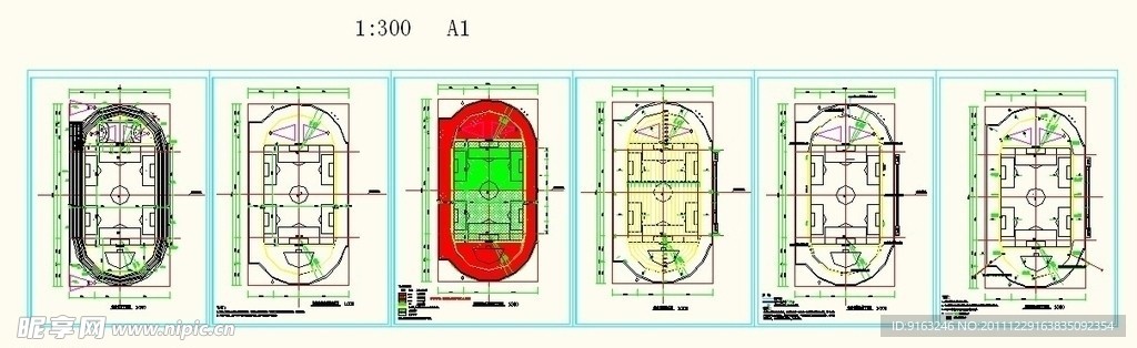 AUTOCAD格式的400米跑道标场图