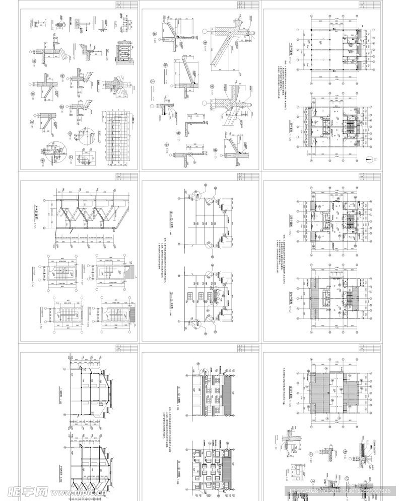 cad农村徽派马头墙住宅楼施工图