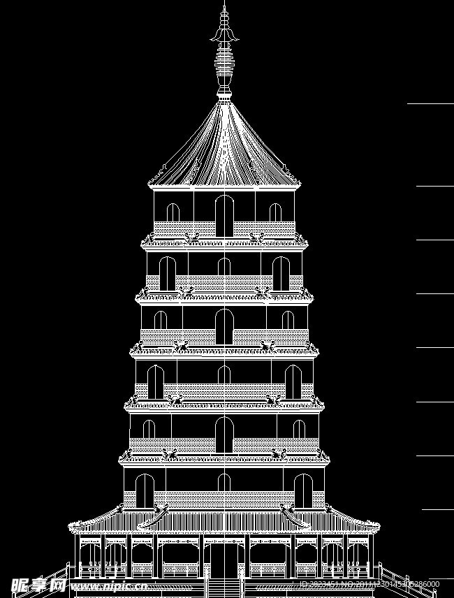 仿古建塔立面图