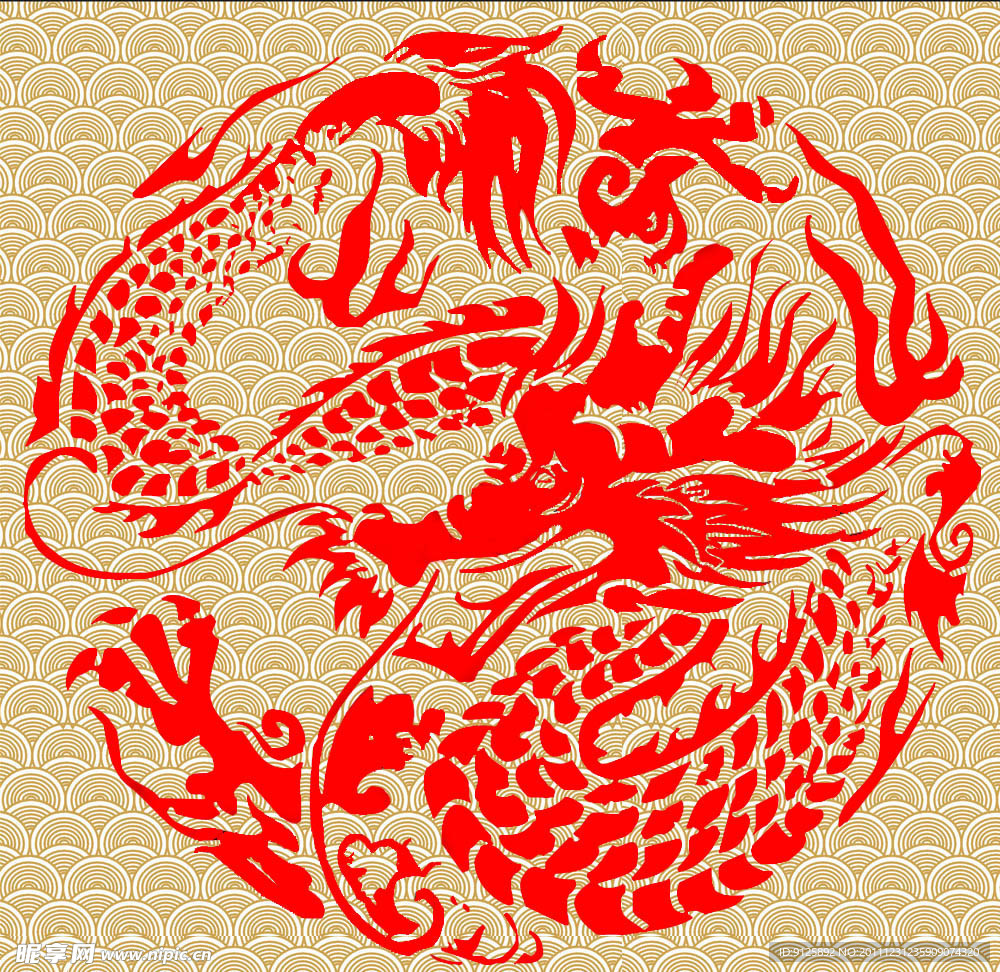 龙图样剪纸