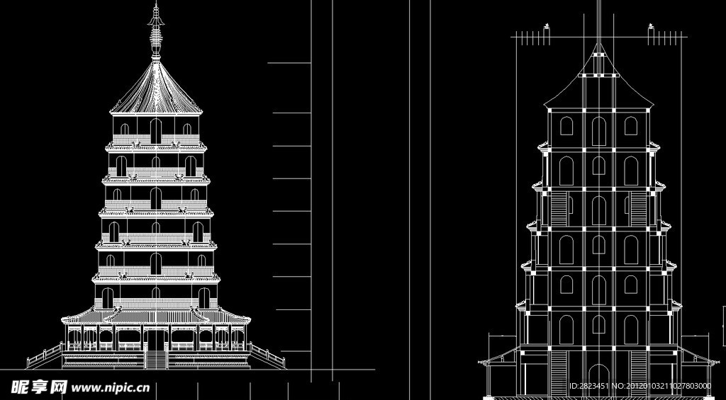 仿古塔立面图