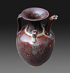 德清窑酱釉双管执壶