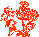 舞龙剪纸PSD