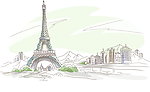 手绘巴黎艾菲尔铁塔