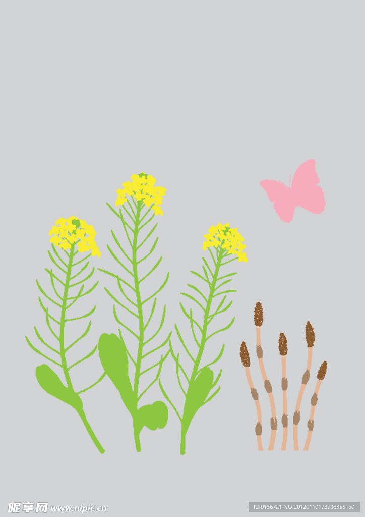 蝴蝶游在花草中