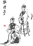水墨戏曲人物矢量图