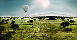 草原羚羊群热气球BMW图片