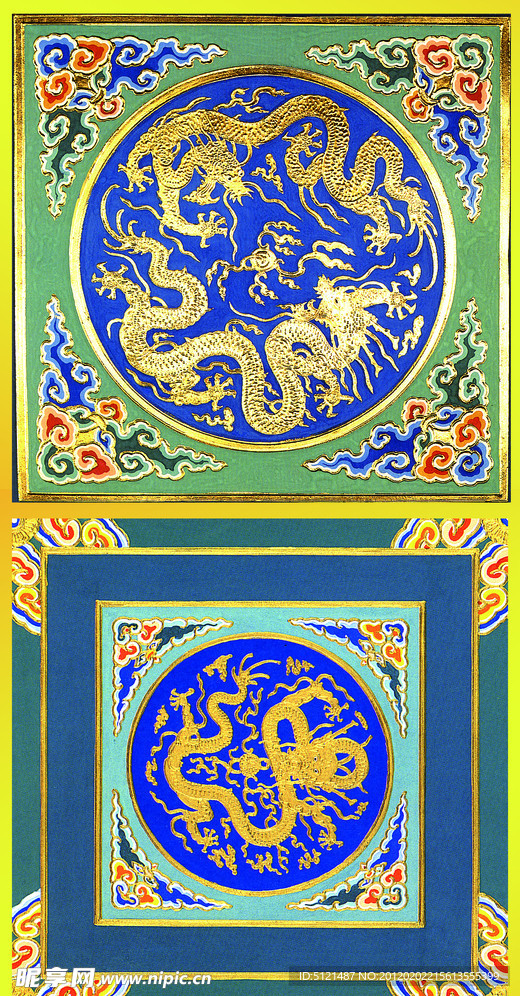 天花图案 龙纹艺术图案