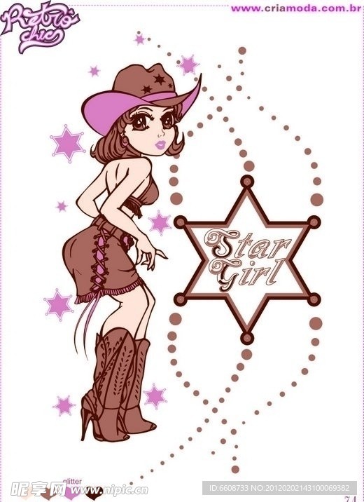 卡通牛仔美女